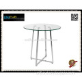 Round cheap dining table, hotel furniture with glass top